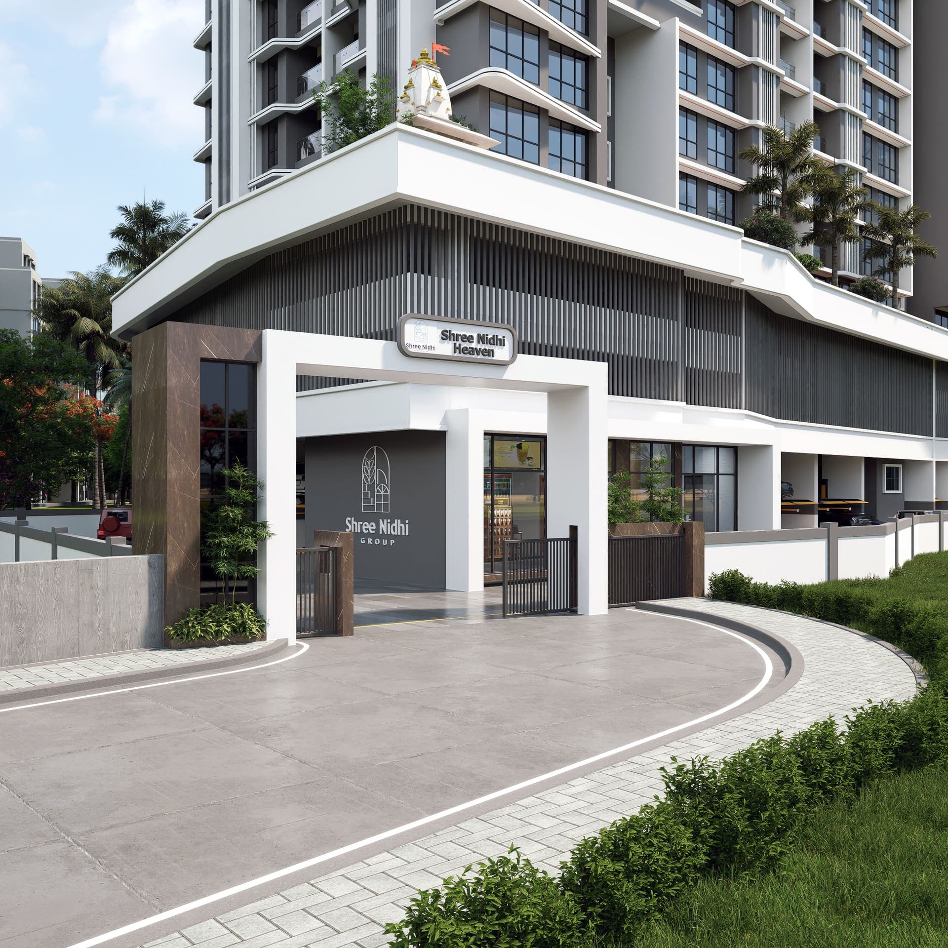 Gated entrance at Shree Nidhi Heaven