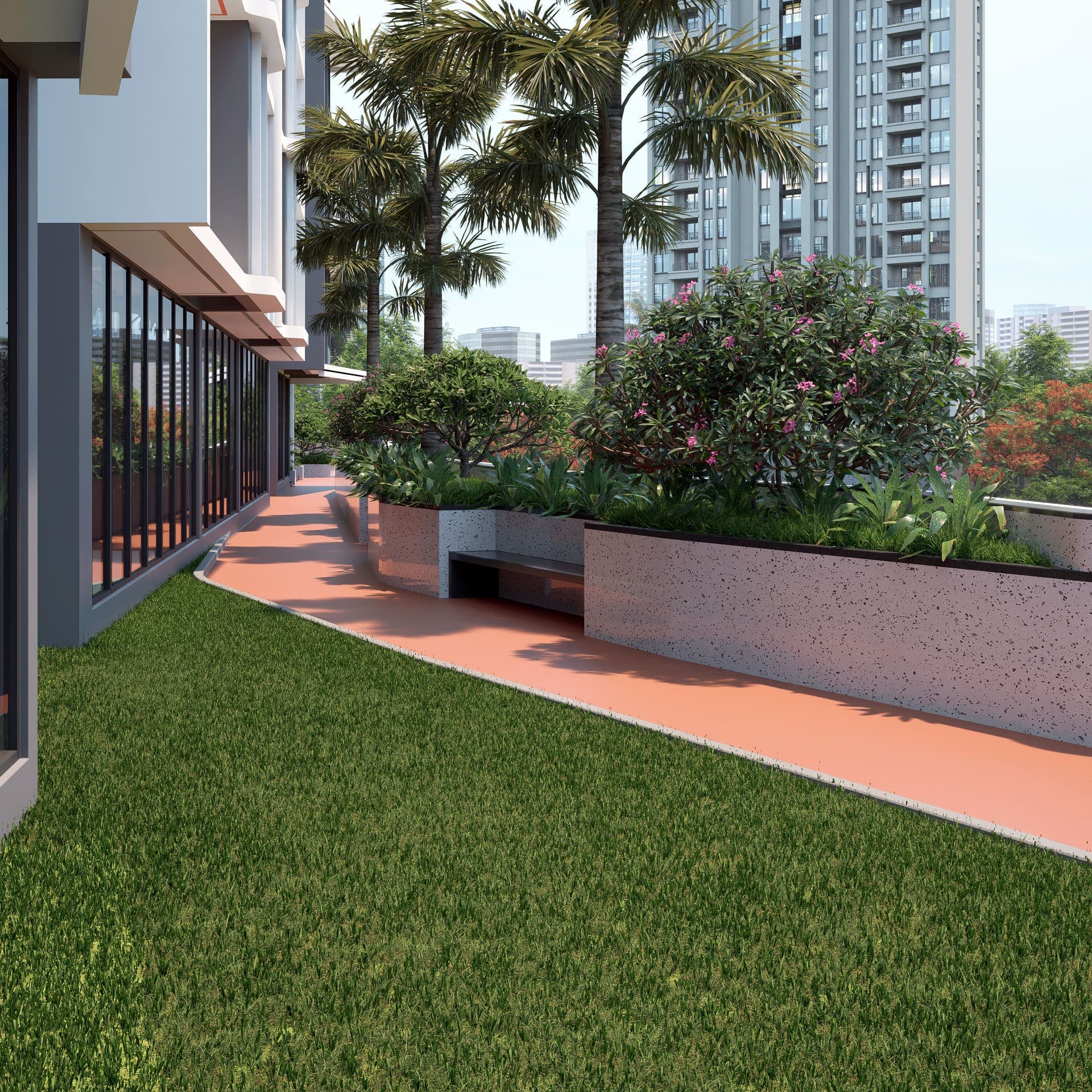 Jogging track with seating area at Shree Nidhi Heaven